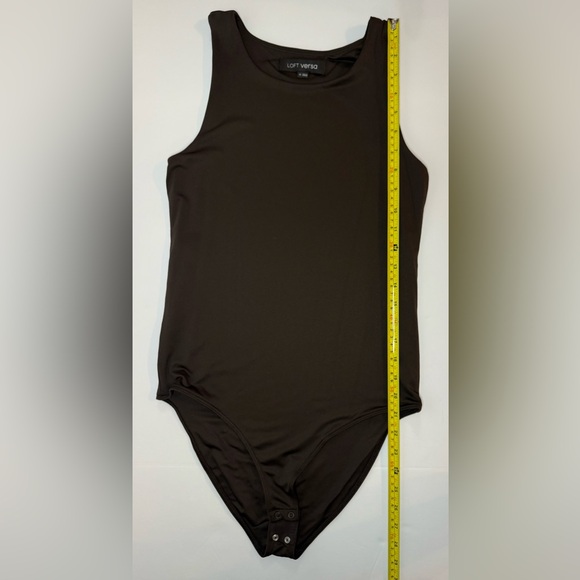 LOFT Versa 360 Knit Tank Bodysuit Brown Coconut Shell Sleeveless Size M - Picture 4 of 8
